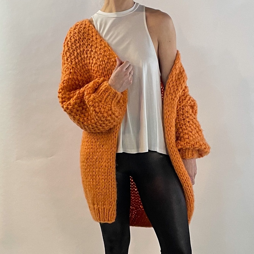 Missguided Orange Fluffy Knit Cardigan 🧶